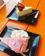 Percy Pig cheesecake man!! Are any words needed??? New York baked slice on the side🐷🍰@simplychscake in Low Fell. 

#cheesecake #percypig #lowfell #treats #nomnom #blogger #foodie #lowfell #lowfelllocal